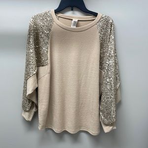 Sequin sleeve sweater